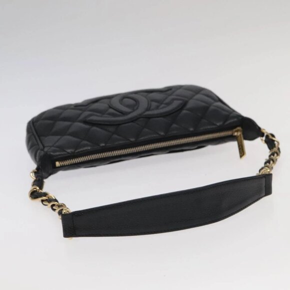 CHANEL Matelasse COCO Mark Chain Shoulder Bag Grained Calf Skin Black CC Aut - Picture 4 of 16